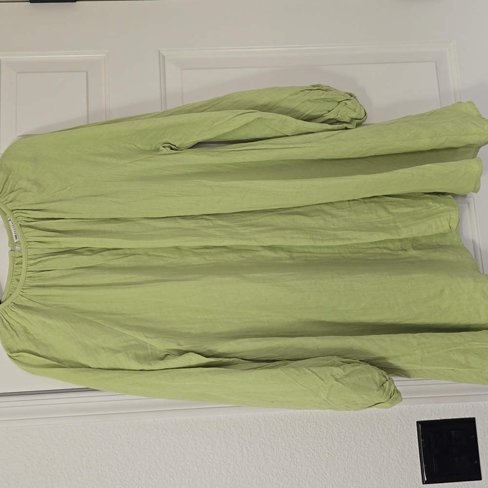 Asos Flowy Green Long Sleeve Dress Sz US 8 - Picture 2 of 8